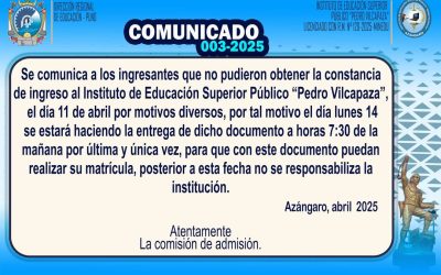 📢 COMUNICADO N° 003-2025-IESP «PEDRO VILCAPAZA»